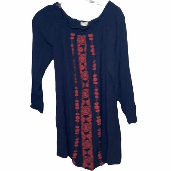 Aeoropostle Navy/Red Embroidered off The Shoulder Dress. Size Small. - Picture 2 of 8